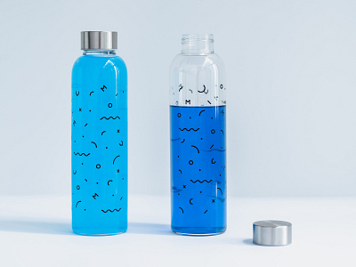 Water Bottle branding design drink flat goodies icon movio pattern swag water bottle