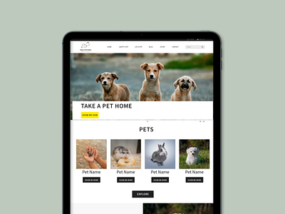 Pet Adoption Website Design animation design homepage pet adoption website ui ux