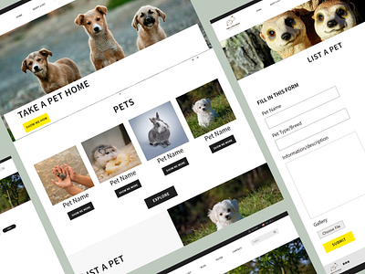 Pet Adoption Website - Homepage and List a Pet design homepage list a pet pet adoption website ui ui design ux ux design