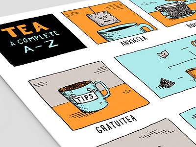 Tea - A Complete A-Z a z alphabet drawing funny illustration posters prints puns tea