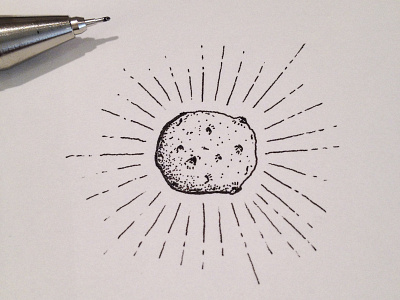 Moon burst hand drawn illustration ink miniature moon pen rock sketch