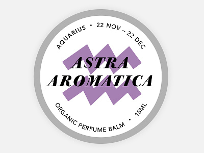 Perfume Tin Label - Aquarius aquarius astrology balm branding cosmetics label organic perfume round tin zodiac