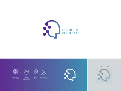 pioneer minds branding design flat logo logodesign minimal vector