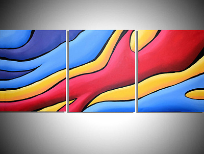 Graffiti 3 panel abstract in acrylic paint 3 piece abstract modern art original painting triptych wall art