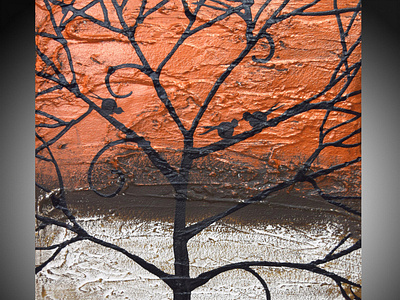 love birds in copper, metallic tree art