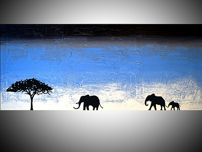elephant in blue haze 48 x 20 canvas african elephants animal art baby elephant cute elephant elephant wild art