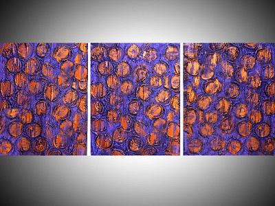 purple intention copper impasto painting 3 panel 3 piece copper impasto modern art original purple triptych wall art