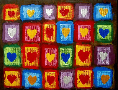 heart anthology hand made on canvas painting abstract art artist artwork cute girl heart home modern original painting