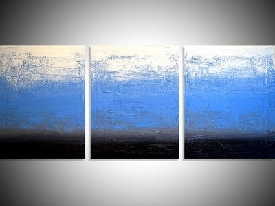 Ice Blue, triptych original painting abstract blue art impasto original painting triptych wall canvas
