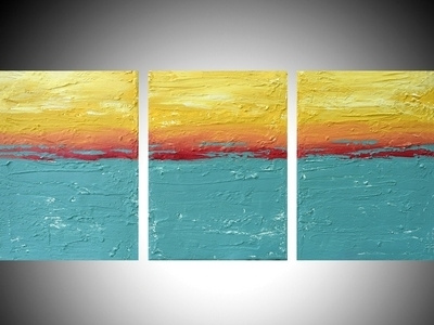 288 400x200 artwork decor home impasto modern office painting triptych wall