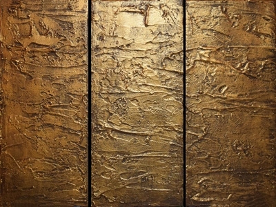 " Antique Gold " LARGE WALL art triptych wall art copper abstract antique art decor gold golden modernart painting triptych