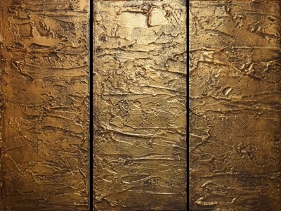 " Antique Gold " LARGE WALL art triptych wall art copper