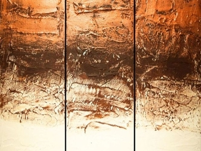Golden triptych painting in 3 panel for modern home and office
