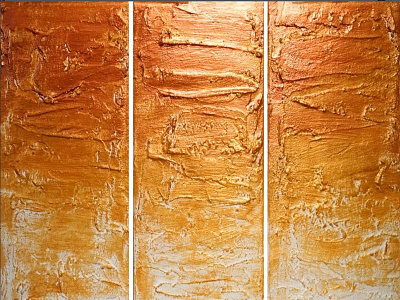 Gold Triptych Artwork for home and office 3 panel wall