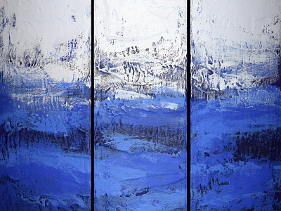 Big Blue Triptych Painting 3 panel abstract wall art abstract animal decor original painting triptych