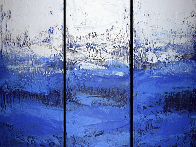 Big Blue Triptych Painting 3 panel abstract wall art