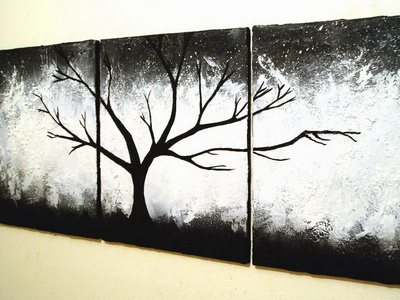 the wildwood impasto painting abstract impasto painting tree tree of life triptych wall art woodland