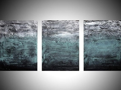 Turqioise Painting For Sale impasto effects 3 panel 3 piece art acrylic wall decor hand painting painted triptych turquoise white