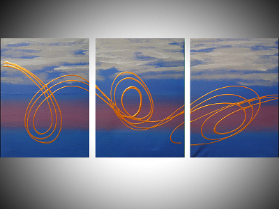 Art and Soul , abstract in acrylic triptych 3 panel 3 piece abstraction big canvas blue grey triptych triptych canvas wall art