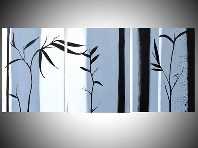 chinese painting in a modern style 2 tone 3 panel 3 piece abstract black and white chinese greyscale modern modern art triptych canvas triptych wall art