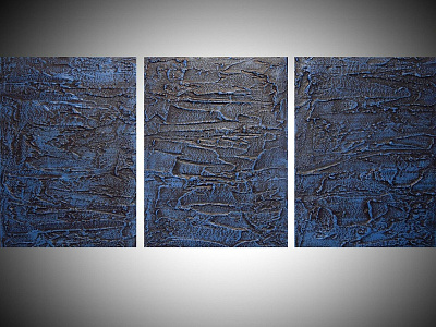 blue painting blue wall art extra large triptych 3 panel modern