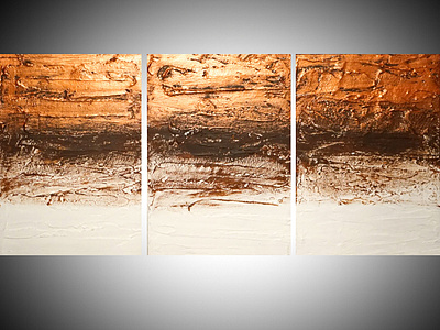 copper tones metal wall art for home office abstract copper decor metal painting triptych