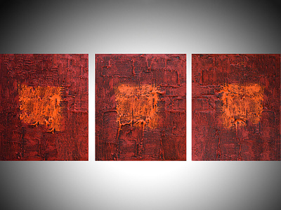 Tones of Home 3 panel 3 piece abstract art decor impasto modern art orange original painting red rustic triptych wall art warm