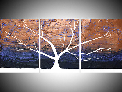 Tree of love and light, landscape abstract mixed media