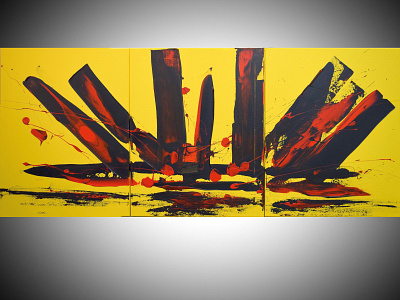 Yellow Intuition acrylic painting, original 3 panel 3 piece abstract original painting triptych wall art yellow