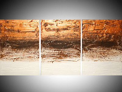 copper tones painting in acrylic 3 panel 3 piece abstract impasto modern art original painting triptych
