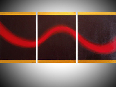 The Red Wave 3 panel 3 piece abstract contemporary gold metallic modern art original painting triptych wall art