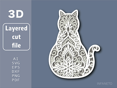 Cat SVG Cricut project Layered paper cut file
