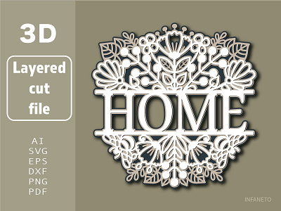 3D Home SVG Layered cut files Cricut project Home sign svg