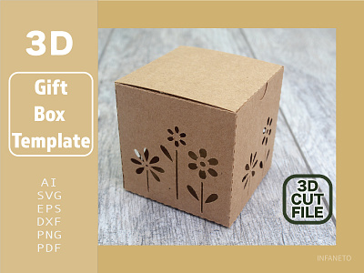 Gift box template Cricut cut file DIY project 3d cricut svg cut file cutting design design gift box