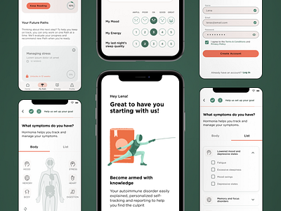 Hormonia app UI body hashimoto health app health app ui mobile ui onboarding responsive sign up thyroid app ui design ux
