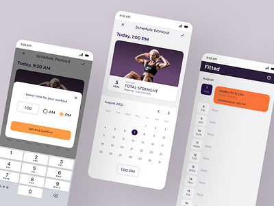 Fitted app UI exercise fitness app ui health app mobile ui responsive app schedule ui ui design