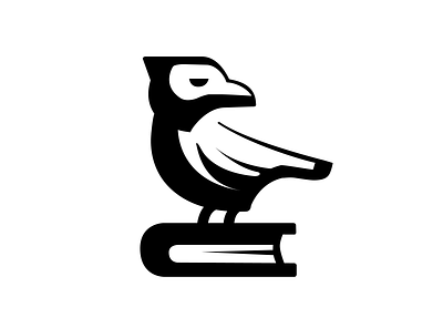 Raven on the book book branding dribbble icon illustration knowledge logo logos vector