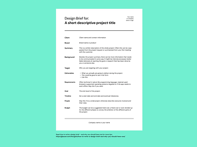 Free Design Brief Template for your next project design brief figma free template