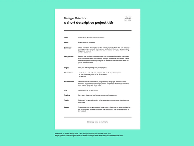 Free Design Brief Template for your next project