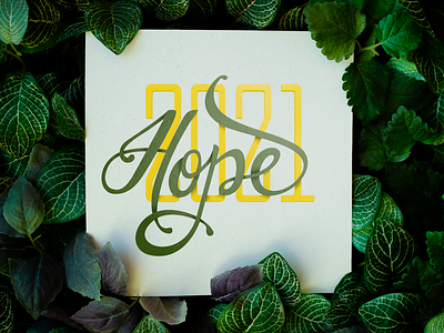 Hope for 2021 2021 green hand handletter handlettered handlettering handletters handmade hope interlaced leaf leafs letters new new year type typogaphy
