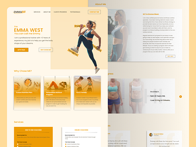 Fitness Coach Website UI Design coach design fitness flat design landing page personal website portfolio trend ui ux