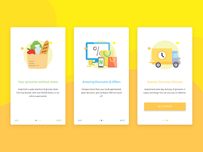 Onboarding Screens for an online Grocery Store app app ecommerce mobile nigeria onboarding store walkthrough