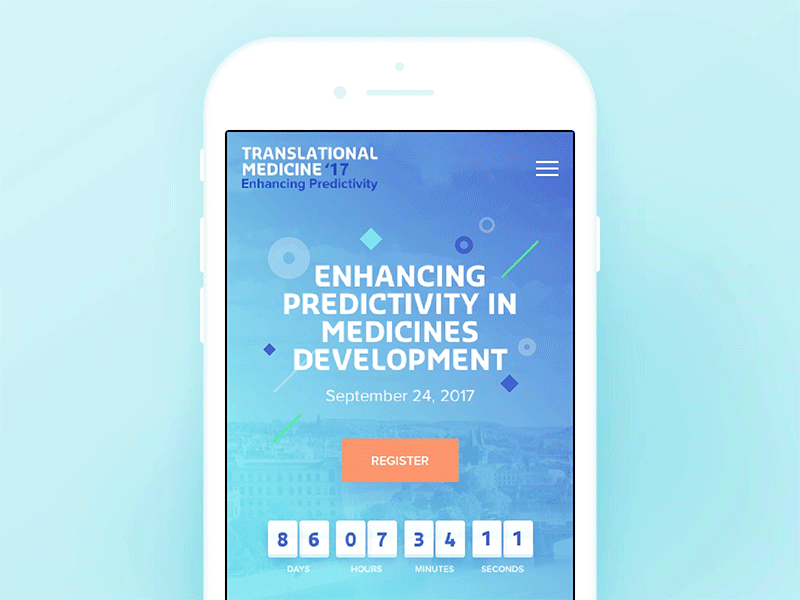 EATRIS – Conference countdown form gradient header interface meetup mobile responsive shapes timer ui ux