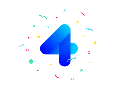 Heavyweight – 4 Year Anniversary! 4 anniversary celebration confetti four illustration number party shape ui ux year