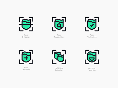 Icon Set for Face Recognition App artificialintelligence face recognition filled line icon design icon set iconography icons internetofthings technology