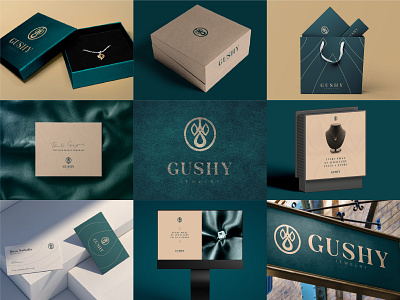 GUSHY JEWELRY - Visual Identity box design brand desing brand idenditity branding business commerce design gold graphic design identity jewellery jewelry logo logo design luxury marketing packaging print promotion visual identity