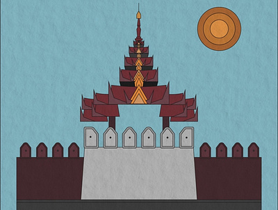 Mandalay Palace #Flat_illustration #Myanmar illustration myanmar