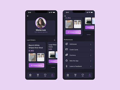 User Profile for Furniture Mobile App