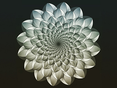 Silver Bloom 3d adobe art circular flower geometry illustration illustrator metallic silver vector