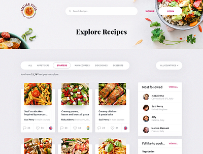 Explore Recipes food list page food menu list food menu page recipes menu recipes menu screen